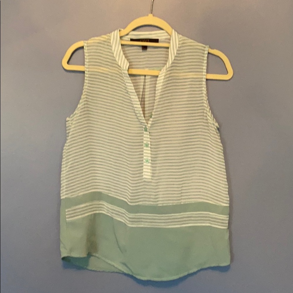 Chiffon mint and white striped blouse